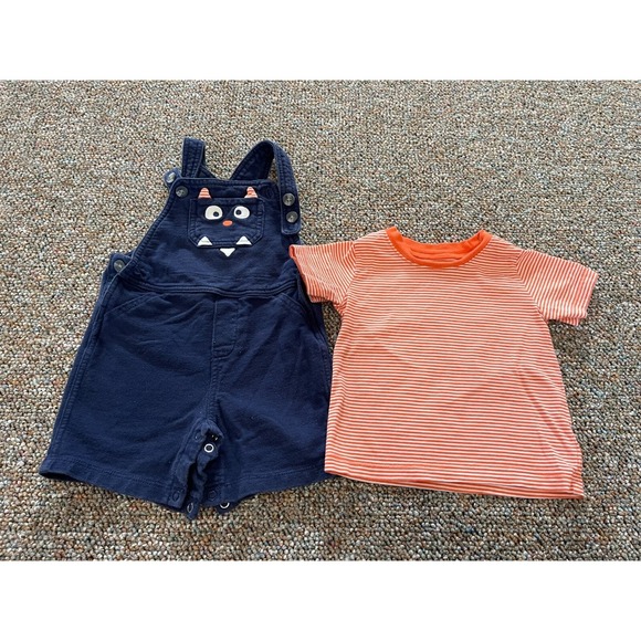 Carter's Other - Carter's Boys Monster Blue & Orange Striped Overall Outfit 18M